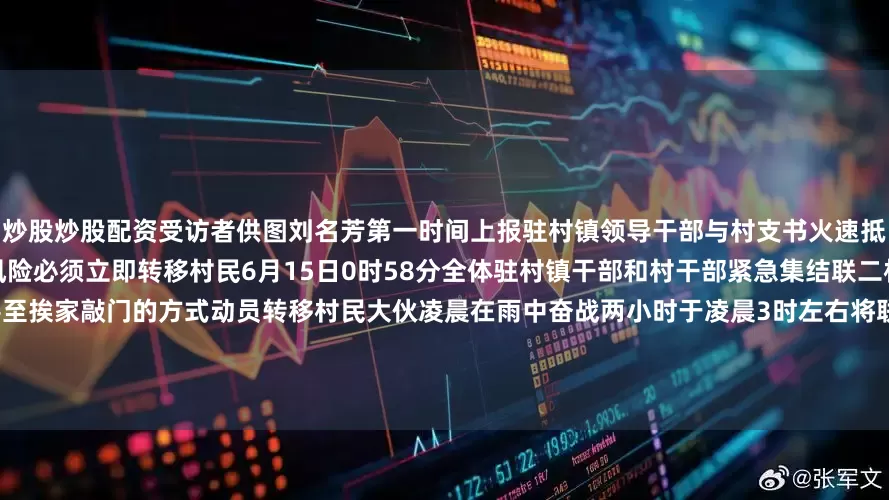 炒股炒股配资受访者供图刘名芳第一时间上报驻村镇领导干部与村支书火速抵达现场研判确认存在山体滑坡重大风险必须立即转移村民6月15日0时58分全体驻村镇干部和村干部紧急集结联二村以手摇报警器、大喇叭、铜锣甚至挨家敲门的方式动员转移村民大伙凌晨在雨中奋战两小时于凌晨3时左右将联一、联二、田寮三个自然村25户57名村民全部安全转移至中和村委会安置点转移完成约一小时后惊险一刻到来6月15日凌晨4时许联二村山